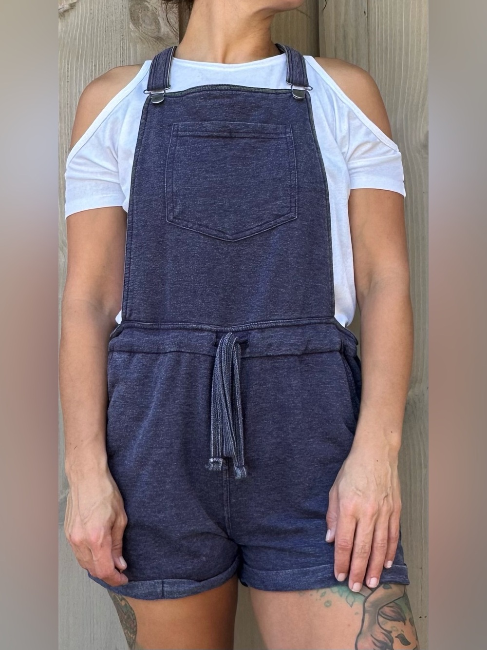 Wallflower Navy Blue Kids Overalls with Drawstring Waist